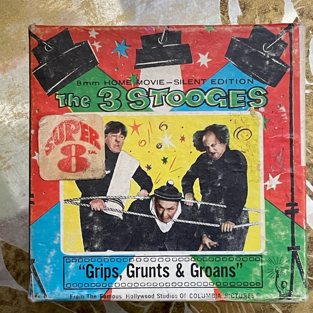 The Three Stooges 1960’s 8 mm silent film reel, Larry, Moe & Curly